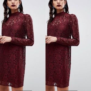 Perfect holiday ASOS Oxblood/burgundy lace dress!